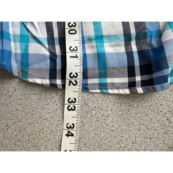 Chaps Performance Easy Care Twill Button Up Shirt Men XXL Blue White Plaid NWT - Picture 12 of 12